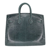 Herm�s 20cm Birkin Sellier Vert Cypress Shiny Lizard Gold Hardware