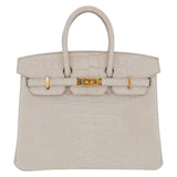 Herm�s 25cm Birkin Beton Matte Alligator Gold Hardware