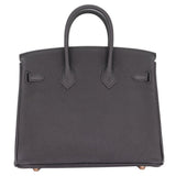 Herm�s 25cm Birkin Black Togo Leather Rose Gold Hardware
